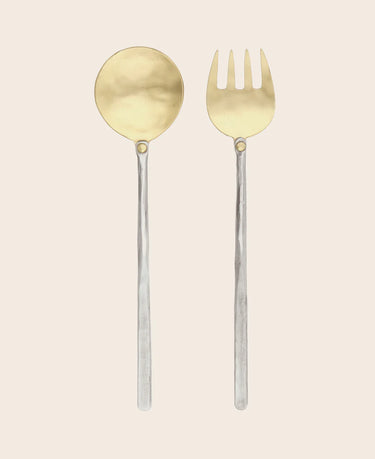 Brass and aluminum serving cutlery