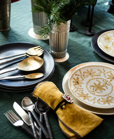 Brass and aluminum serving cutlery