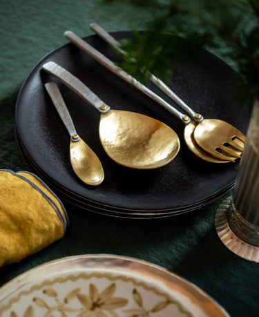 Brass and aluminum serving cutlery