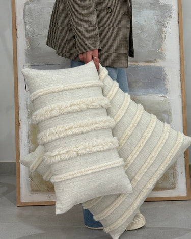 Cojín lumbar blanco de alpaca