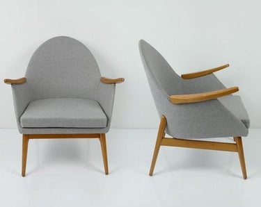 2 Sillones tipo cocktail de diseño escandinavo grises