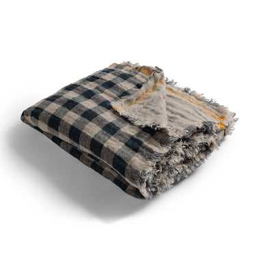 Detalle plaid lino lavado gofrado reversible Le Monde Sauvage