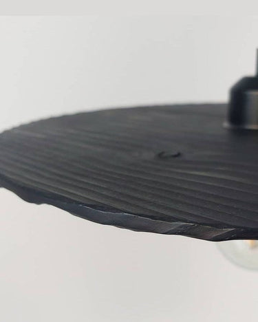 Lámpara colgante escultórica de madera sin pantalla negro artesanal