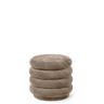 Pouf Redondo de Terciopelo Desgastado Beige para Decoración
