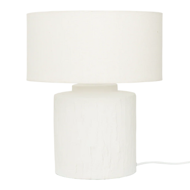 Lámpara de mesa de cerámica blanca y algodón, imagen 3
