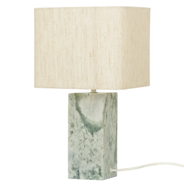 Lámpara de mesa de ónix verde y lino beige, imagen 3