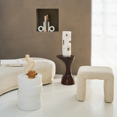Lámpara de mesa de cerámica blanco roto perforada, imagen 7
