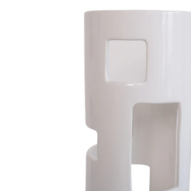 Lámpara de mesa de cerámica blanco roto perforada, imagen 10