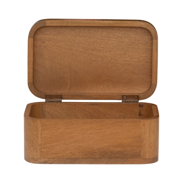Caja de Almacenaje Tsha Pequeña Mango Madera Roble Dorado 24x15x11 cm