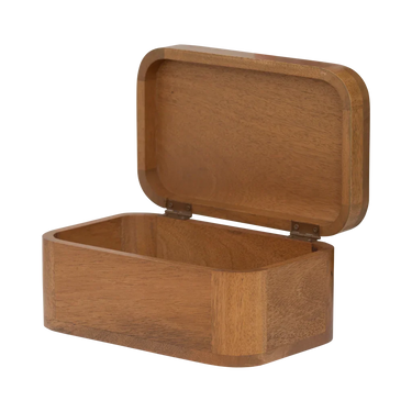 Caja de Almacenaje Tsha Pequeña Mango Madera Roble Dorado 24x15x11 cm