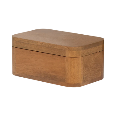 Caja de Almacenaje Tsha Pequeña Mango Madera Roble Dorado 24x15x11 cm