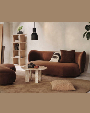 Otomana Rico de terciopelo marrón para salón en Matuta Home - imagen 2