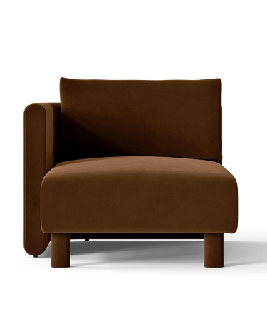 Sofá chaise longue Dase izquierdo de terciopelo marrón en Matuta Home - imagen 2