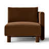 Sofá chaise longue Dase derecho de terciopelo marrón en Matuta Home - imagen 1