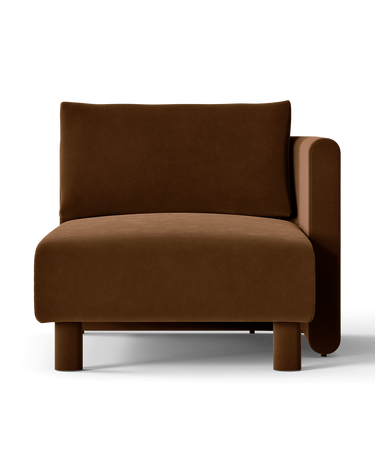 Sofá chaise longue Dase derecho de terciopelo marrón en Matuta Home - imagen 1