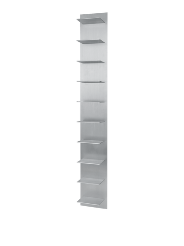 Estantería de Pared Alta Lager Aluminio Cepillado Diseño Moderno Almacenamiento Elegante Versátil