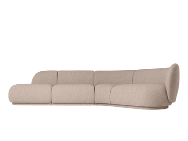 Sofá Modular Rico Central Bouclé Suave Natural Curvo Diseño Elegante Confortable
