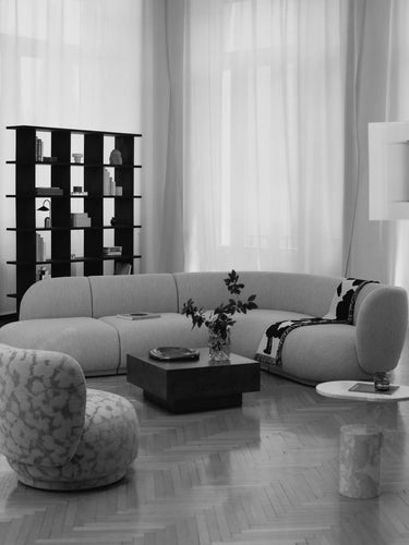 Sofá Modular Rico Central Bouclé Suave Natural Curvo Diseño Elegante Confortable