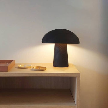 Lámpara de Mesa de Madera Quemada Negro