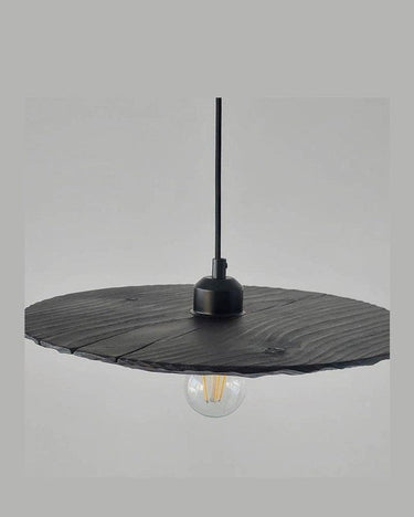 Lámpara colgante escultórica de madera sin pantalla negro artesanal