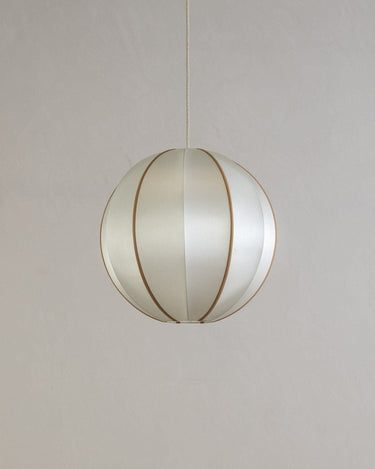 Lámpara colgante redonda de seda Offwhite y ámbar elegante