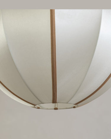 Lámpara colgante redonda de seda Offwhite y ámbar elegante