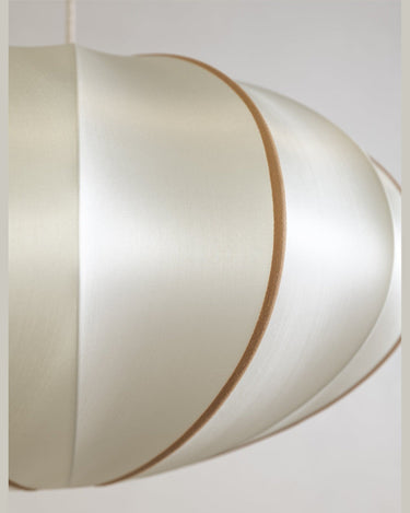 Lámpara Colgante Calabaza Seda Offwhite y Ámbar E27