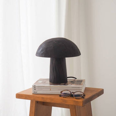Lámpara de Mesa de Madera Quemada Negro