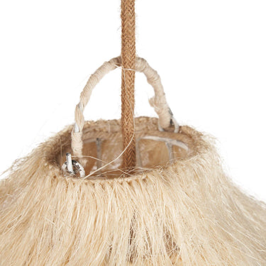 Detalle de los materiales de lámpara colgante de cáñamo natural gran formato