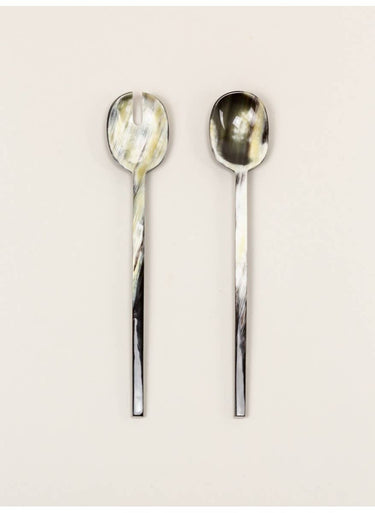 Utensilios para Ensalada de Cuerno y Laca 23 cm