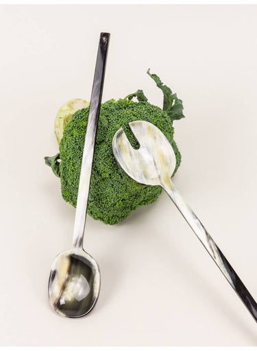 Utensilios para Ensalada de Cuerno y Laca 23 cm
