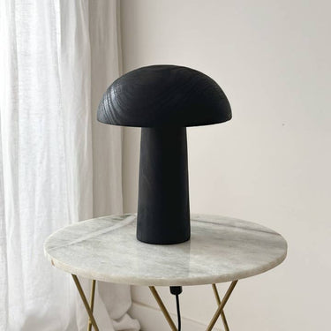 Lámpara de Mesa de Madera Quemada Negro