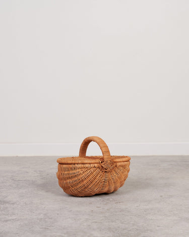 Cesta de ratán con tapa y asa, almacenamiento decorativo artesanal