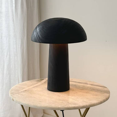 Lámpara de Mesa de Madera Quemada Negro