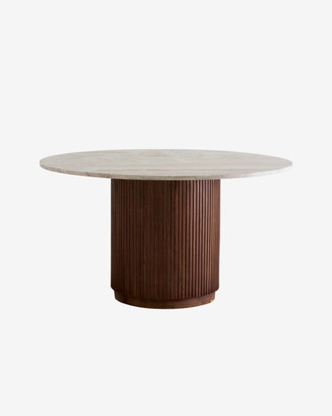 Mesa comedor redonda marmol natural ivory base madera Nordal