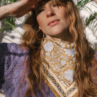 Pañuelo algodón estampado indio al cuello mujer