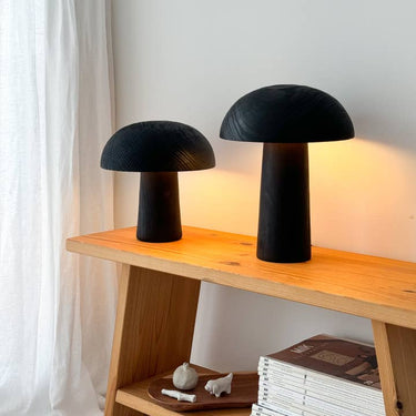 Lámpara de Mesa de Madera Quemada Negro