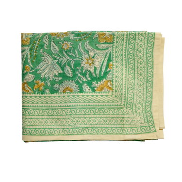 Mantel popelina algodón block print Jaipur verde