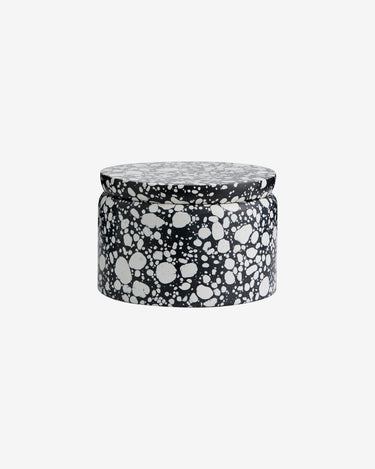 Tarro pequeno terrazo negro blanco con tapa Nordal