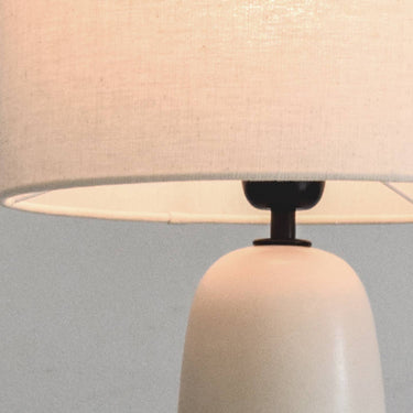 Lámpara de Mesa de Cerámica Blanco Roto 12x12x50 cm