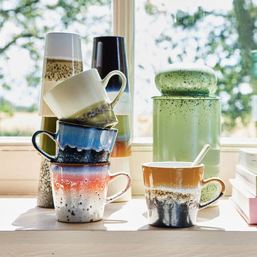 Tazas americano cerámica artesanal multicolor Pegasus detalle