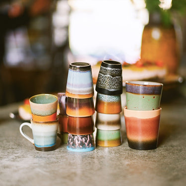 Tazas café cerámica multicolor detalle esmalte