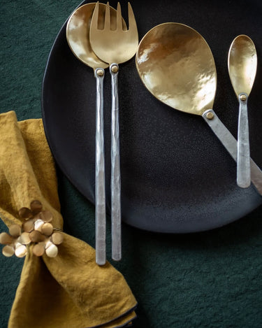 Brass and aluminum serving cutlery