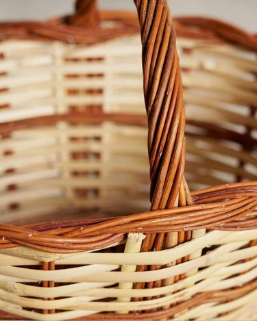 Cesta Ovalada Artesanal de Mimbre y Caña Natural, Hecha a Mano, Versátil