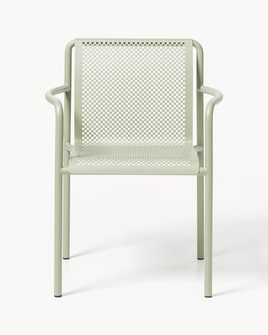 Asiento de Silla de jardín Dapple con reposabrazos verde salvia en detalle
