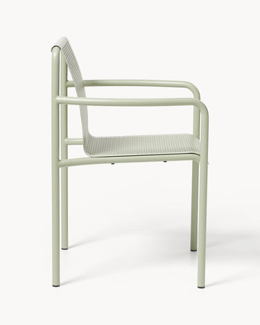 Respaldo y estructura de Silla de jardín Dapple con reposabrazos verde salvia