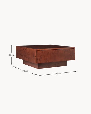 Mesa de centro Burl 70x70x30 de madera de raíz