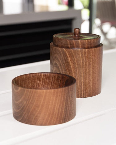 Caja de té nogal HERBATA con doble tapa preserva aroma