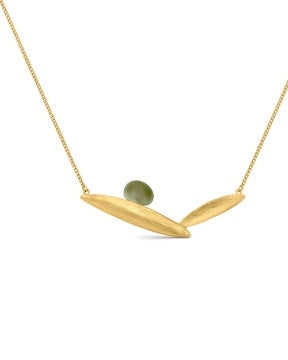 Gargantilla Dorada OLIVIA: Collar Corto con Hojas y Esmalte Verde 24K