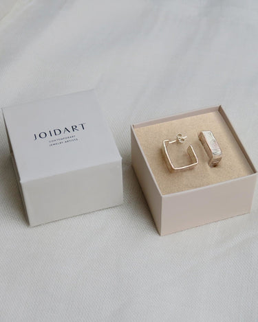Pendientes Aros Rectangulares Plata Brillante LIGNIS Joyería Artesanal Mediterránea para Mujer